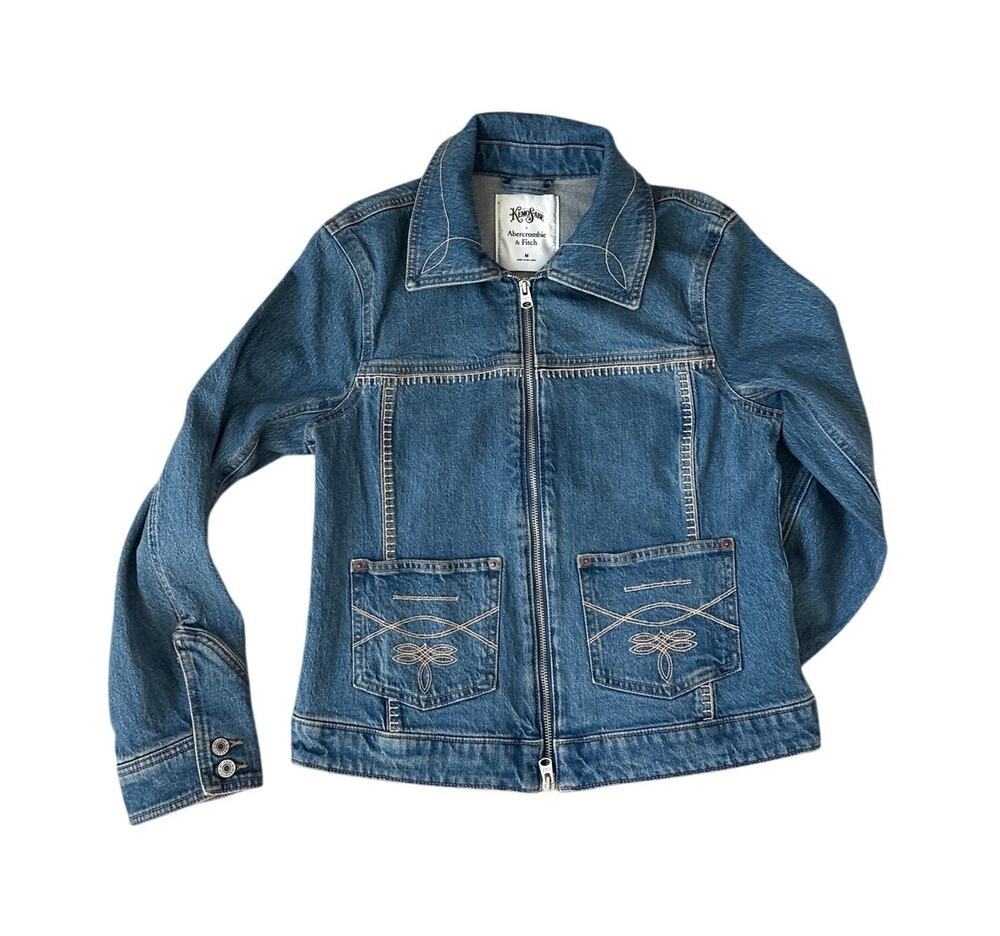 NWT Abercrombie x Kemo Sabe Embroidered Denim Zip-Up Jacket Size M